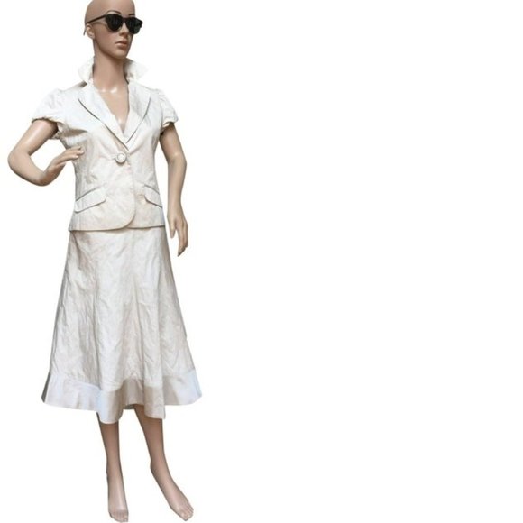 H&M Ivory wrinkle effect lady skirt suit, NWT - Picture 2 of 12